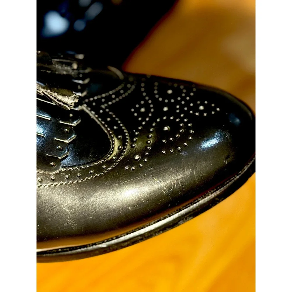 Florsheim Mens‎ 9D Black Leather Wingtip Kiltie Tassel Loafers  ~ Sanitized